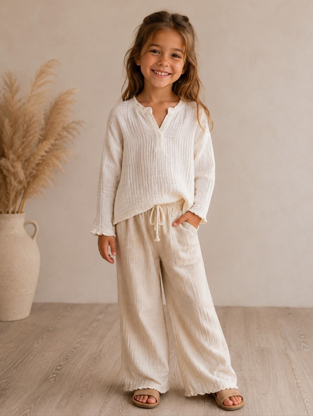 Go Gently Organic Cotton Gauze Top Cream Unisex